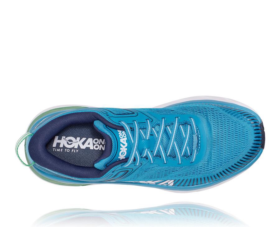 Hoka One One Running Shoes Mens Blue/White - Bondi 7 - 87263EGPK